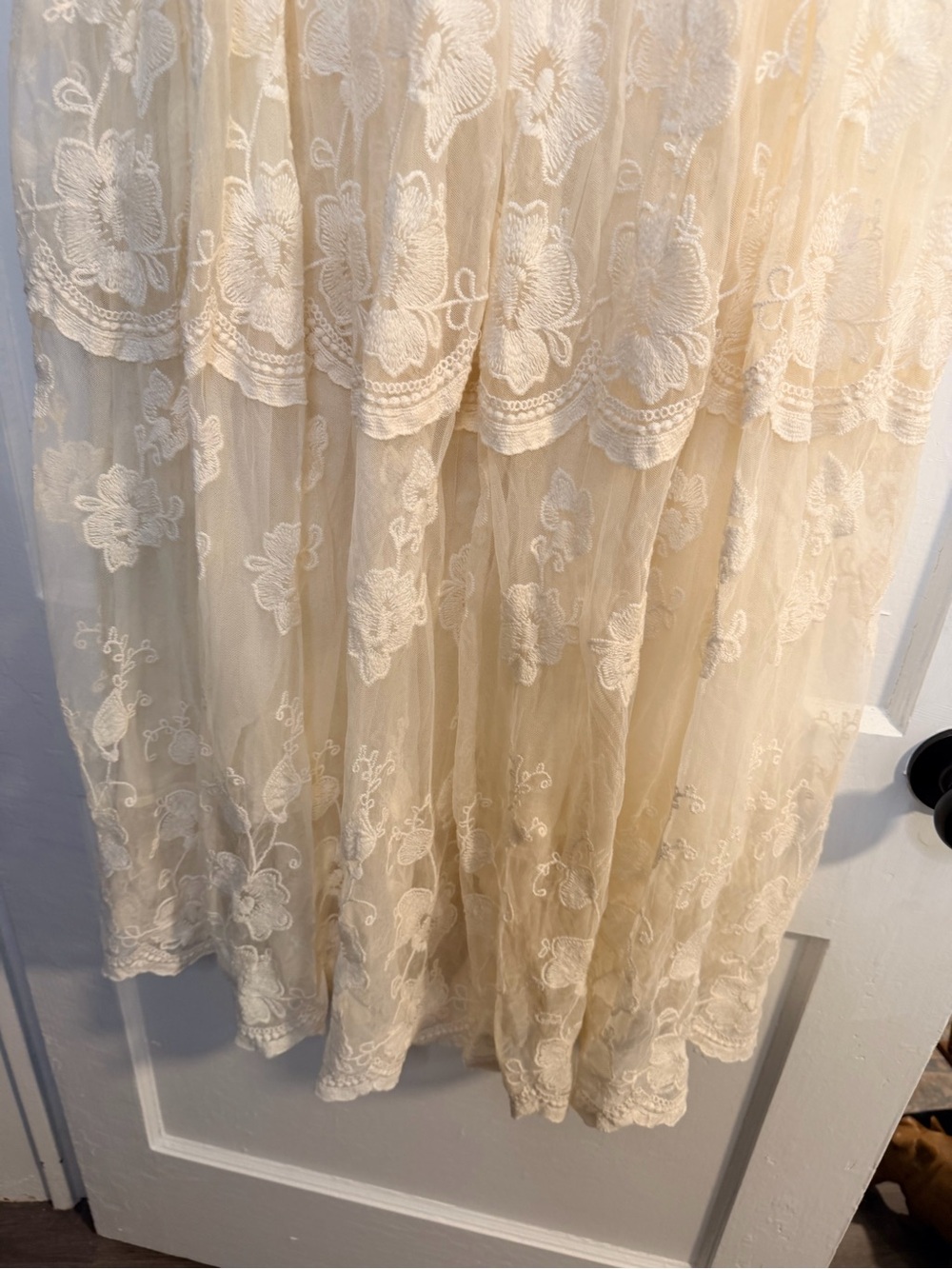 Brenda knight for free people Bohemian Lace Tiered Maxi Skirt in Cream - Picture 4 of 7